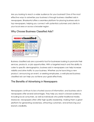 Efficient Business Classified Ads Booking with BhaskarAd