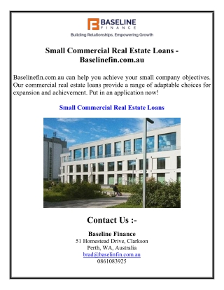 Small Commercial Real Estate Loans - Baselinefin.com.au