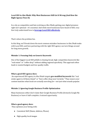 Local SEO in Abu Dhabi Why Most Businesses Still Get It Wrong (And How the Right Agency Fixes It)