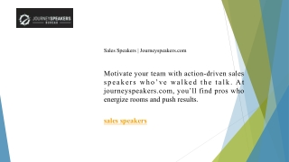 Sales Speakers  Journeyspeakers.com