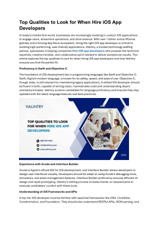 Top Qualities to Look for When Hire iOS App Developers