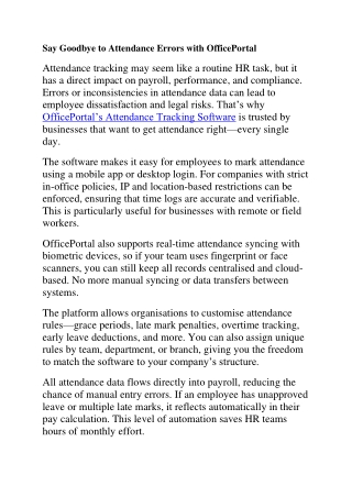 Officeportal attendance tracker