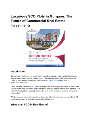 Luxurious SCO Plots in Gurgaon_ The Future of Commercial Real Estate Investments