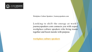 Workplace Culture Speakers  Journeyspeakers.com