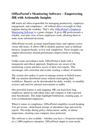 Officeportal Employee Monitoring Software