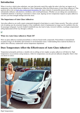 Does Temperature Affect the Effectiveness of Auto Glass Adhesives?