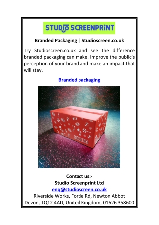 Branded Packaging Studioscreen.co.uk