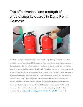 The effectiveness and strength of private security guards in Dana Point, California