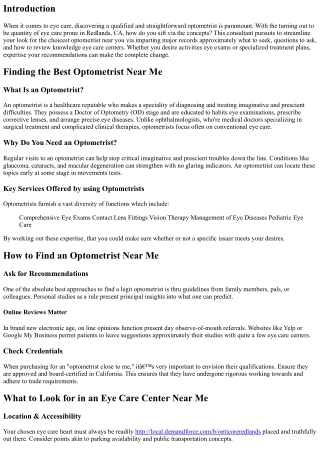 Finding the Best Optometrist Near Me: Your Guide to Eye Care in Redlands, CA