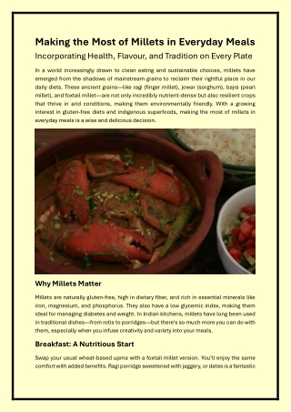 Making the Most of Millets in Everyday Meals