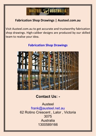 Fabrication Shop Drawings  Austeel.com.au