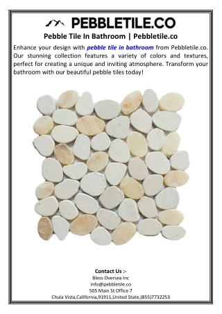 Pebble Tile In Bathroom.Pebbletile.co