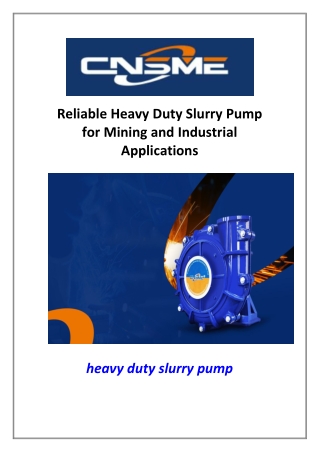 Durable Horizontal Slurry Pump Designed for Heavy Duty Slurry Transport
