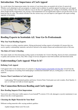 Improving Curb Appeal with Expert Roofing Upgrades in Scottsdale