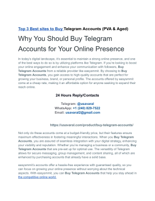 Top 3 Best sites to Buy Telegram Accounts (PVA & Aged)