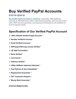 Buy Verified Paypal Accounts - Fast, Safe & Secure in 25
