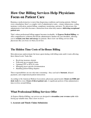 How Our Billing Services Help Physicians Focus on Patient Care