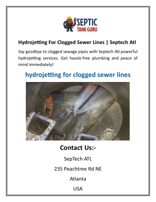 hydrojetting for clogged sewer lines