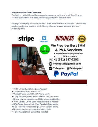 Buy Verified Chime Bank Accounts