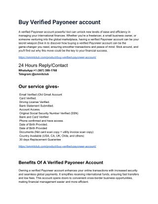 Verified Payoneer Accounts For Sale