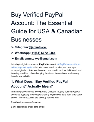 Buy Verified PayPal Account_ The Essential Guide for USA & Canadian Businesses