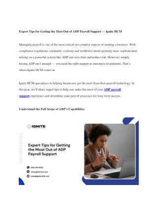 Expert Tips for Getting the Most Out of ADP Payroll Support — Ignite HCM
