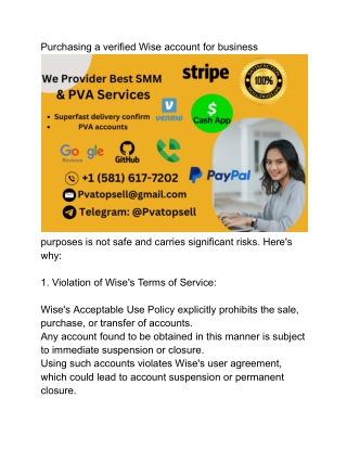 Purchasing a verified Wise account for business
