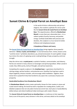 Sunset Citrine & Crystal Parrot on Amethyst Base
