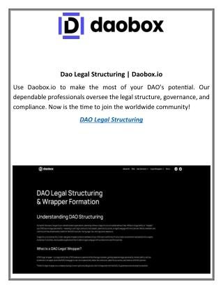 Dao Legal Structuring Daobox.io