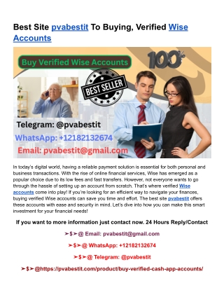 Best Site pvabestit To Buying, Verified Wise Accounts