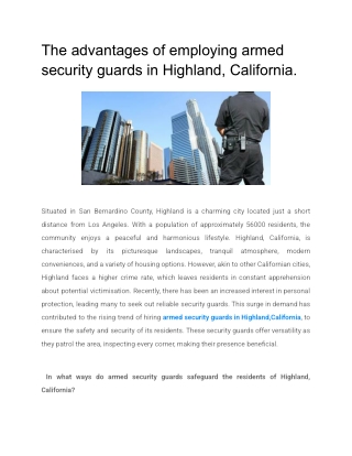 The advantages of employing armed security guards in Highland, California