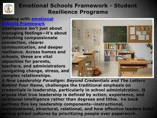 Emotional Schools Framework - Student Resilience Programs