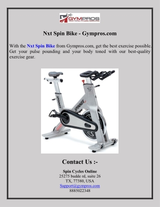 Nxt Spin Bike - Gympros.com