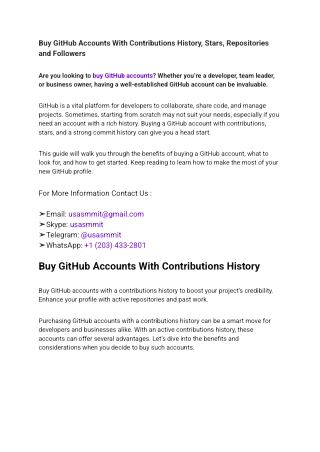 10. Buy GitHub Accounts With Contributions History, Stars, Repositories and Followers