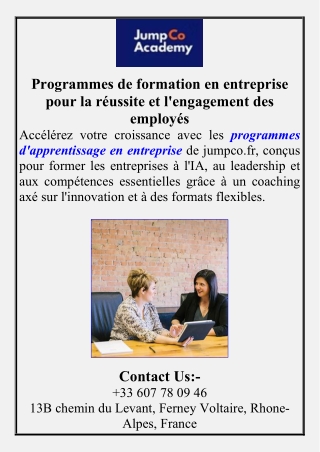 Programmes de formation en entreprise pour la réussite et l'engagement des employés