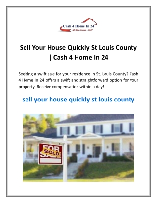 sell your house quickly st louis county