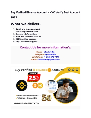 Buy Verified Binance Account - KYC Verify Best Account 2023