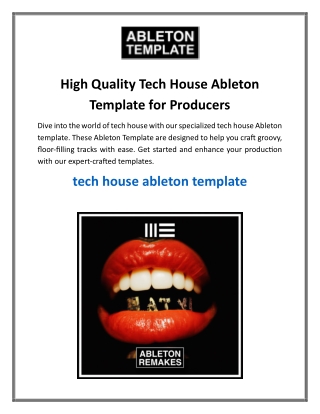 tech house ableton template