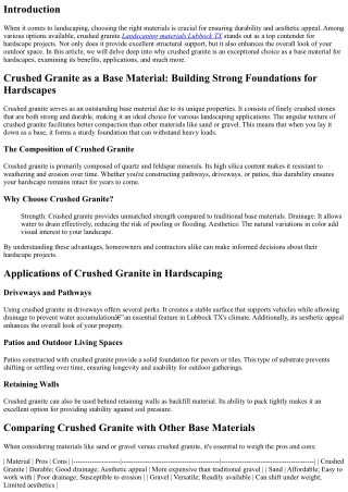Crushed Granite as a Base Material: Building Strong Foundations for Hardscapes