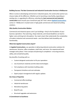 Building Success: The Best Commercial and Industrial Construction Services in Me