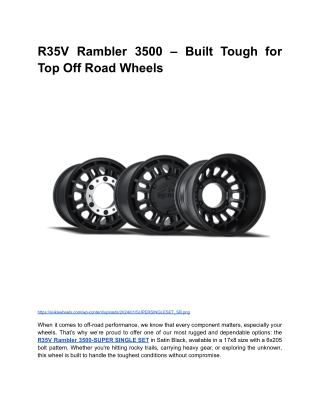 R35V Rambler 3500 – Built Tough for Top Off Road Wheels