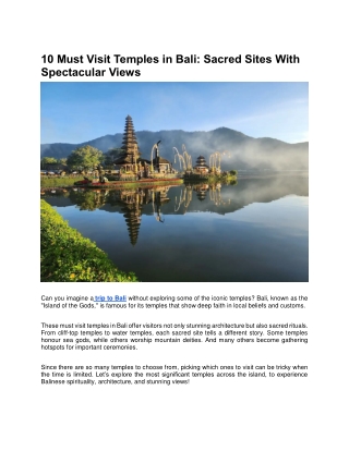 10 Must Visit Temples in Bali Sacred Sites With Spectacular Views