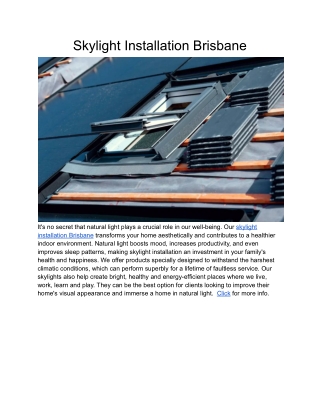 Skylight Installation Brisbane