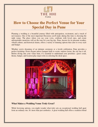 How to Choose the Perfect Venue for Your Special Day in Pune