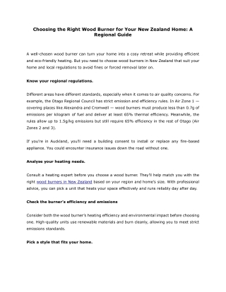 Choosing the Right Wood Burner for Your New Zealand Home- A Regional Guide