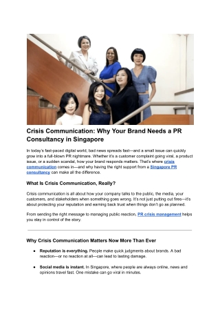 Crisis Communication_ Why Your Brand Needs a PR Consultancy in Singapore