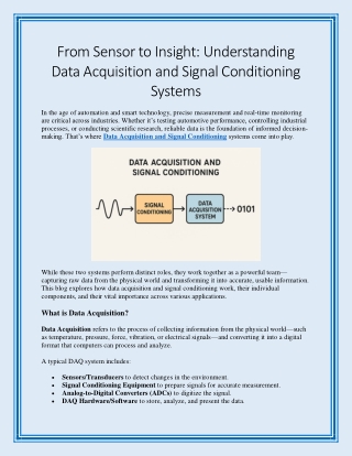 From Sensor to Insight Understanding Data Acquisition and Signal Conditioning Systems