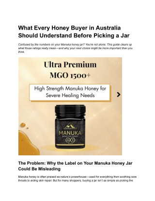 What Every Honey Buyer in Australia Should Understand Before Picking a Jar