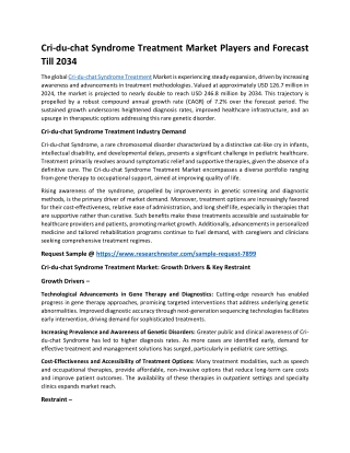 Cri-du-chat Syndrome Treatment Market| Exploring Current Trends and Growth 2034
