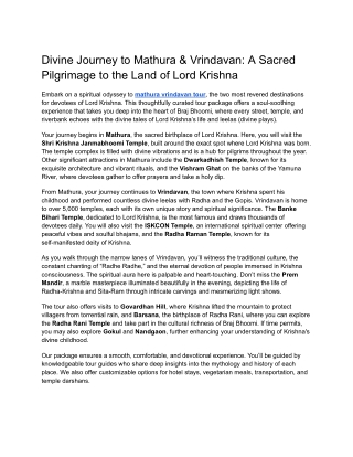 mathura vrindavan tour